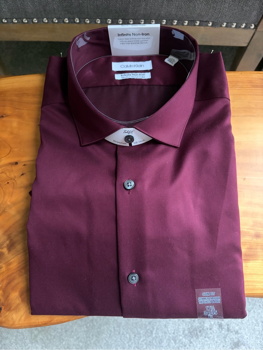 Calvin Klein Men's Dress Shirt - Deep Burgundy